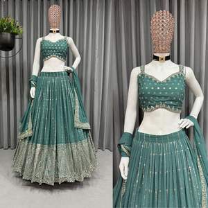 Meilleure vente Readymade indien Designer Georgette avec broderie Lehenga Choli avec Dupatta fête tenue de mariage Lehngha Choli - Product Image 1