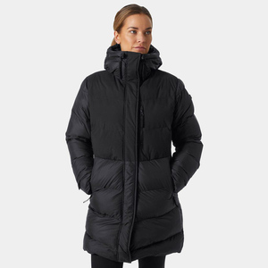Vente chaude noir OEM femmes Puffy cordon ajusté capuche et Puffer matelassé femmes bulle hiver doudoune - Product Image 1