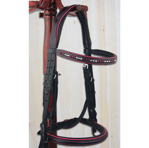 Brida con tubería rosa fuerte Venta al por mayor profesional equino Halter tachuela montar headstall equipo ecuestre - Product Image 5