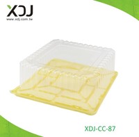 Nouvel arrivage : Contenant carré en plastique PET jetable de Taïwan avec couvercle transparent et motif gaufré rond pour l'emballage alimentaire