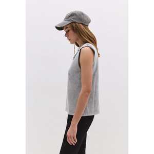 T-shirt sans manches décontracté avec détails déchirés, 100% coton - Product Image 4