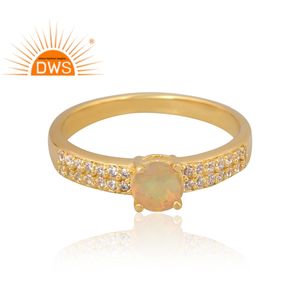 Última venta plata esterlina 925 18K chapado en oro Natural Cz y anillo de piedras preciosas de ópalo etíope Demi fabricante de joyería fina - Product Image 3