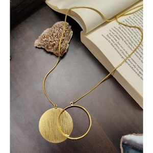 SOUMYA CREATIONS 18K Gold Plated Brass <b>Statement</b> <b>Necklace</b> Vintage Geometric Circular Pattern 24inches Extra Long <b>Necklace</b> - Product Image 4