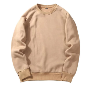 Sweat-shirt en coton mélangé surdimensionné pour homme Pull à col rond brodé pour l'hiver Surchemise teinte unie - Product Image 4