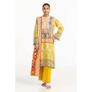 Traje Casual de 3 Piezas para Mujer, Estampado Amarillo, Transpirable, con Cuello Mandarín, para Verano - Product Image 3