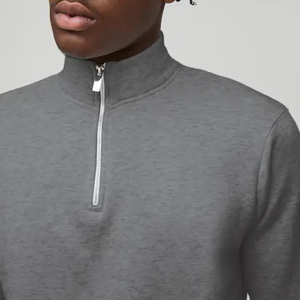 OEM Service <b>Men</b> Regular Basic <b>Quarter</b> <b>Zip</b> Funnel Neck Sweatshirt Solid Color Design For Wholesale Buyers Cheap Rate Casual Wear - Product Image 5