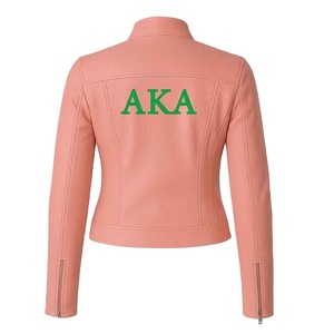 Custom Faux Leather Motorcycle Racing Moto Women's Jacket Greek Paraphernalia Streetwear Factory Supplier - Product Image 2