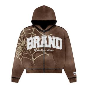 Sweat à capuche en coton coquille souple surdimensionné et personnalisable pour hommes ensemble de pantalons baggy fermeture éclair survêtements grande taille pour l'hiver - Product Image 4