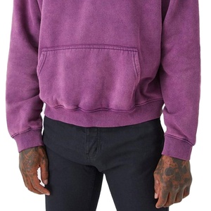 OEM Sweats à capuche vintage 100% coton épais, personnalisables, délavés à l'acide, effet vieilli, d'hiver, coupe courte, vierges, avec motif lettre 2026 - Product Image 4