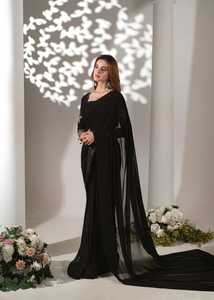 Sari en polyester brodé lourd de haute qualité, tendance, traditionnel indien et pakistanais, pour les fêtes de mariage, robe pour femmes, résistant à l'humidité - Product Image 5