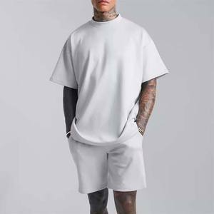 Verano logotipo personalizado ropa de hombre al aire libre dos piezas adulto camiseta pantalones cortos Conjunto 2 piezas conjuntos de hombres 100% algodón transpirable todas las tallas - Product Image 3