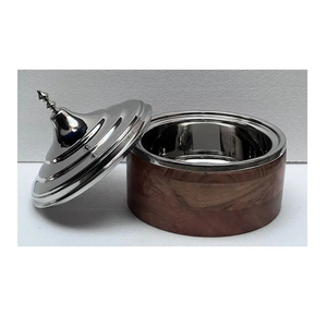 Juego de vajilla de madera de Acacia, cazuela para servir, calentador de alimentos de acero inoxidable, artesanía, juegos de utensilios de cocina - Product Image 2