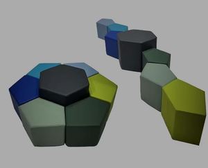 Ensemble de poufs hexagonaux modernes et durables, 7 pièces, revêtement en cuir, pour usage en centre commercial, école et hôpital - Product Image 1