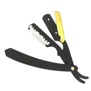Rasoir professionnel lames tranchantes plaqué or noir mat couleur allemand acier barbier rasage rasoirs 6.0 pouces avec pochette - Product Image 3