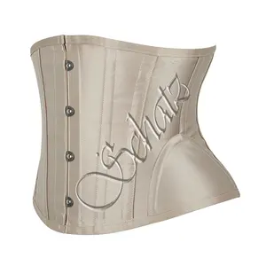 Women Waist Cinchers 14 Steel Boned Bustiers Short Corsets Back Support Slender Waist Sheaths 4 Buttons Vintage Underbust Corset