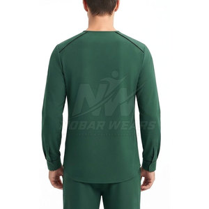 Premium Men Long Sleeve <b>Scrub</b> <b>Tops</b> Healthcare Uniform V Neck Medical Workwear Flexible Fabric Functional Pockets - Product Image 6