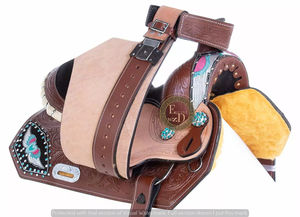 อานม้าหนังแท้คุณภาพพรีเมียม น้ำหนักเบา ผลิตด้วยมือ สำหรับการแข่งขันแบบเวสเทิร์น บาร์เรลเรซซิ่ง โรดีโอ ให้ความสบายในการขี่ม้าโชว์ - Product Image 6