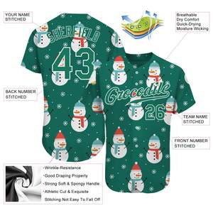 Venta caliente logotipo personalizado Kelly Green-White Christmas 3D Authentic Baseball Jersey - Product Image 3