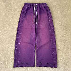 Pantalon décontracté streetwear pour homme, personnalisé avec strass, taille mi-haute, qualité supérieure, léger, coupe droite, écologique - Product Image 3