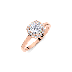 Anillo de compromiso con diamante halo de corte cojín de 1.16 quilates, oro amarillo, blanco y rosa de 9 quilates, anillo nupcial clásico - Product Image 2