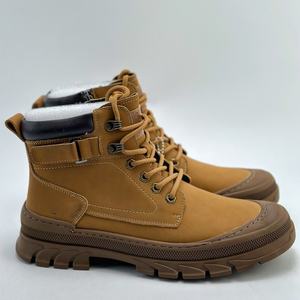 Bottes imperméables de haute qualité, style anglais classique, à semelle épaisse, avec lacets antidérapants, pour hommes, mi-mollet, chaussures de travail pour extérieur - Product Image 3