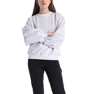 Sudaderas de mujer de color personalizado de alta calidad bordado impreso Logo diseño cuello redondo algodón polar transpirable mujeres sudaderas - Product Image 1