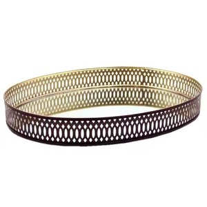 Bandeja DE SERVICIO DE Metal de lujo Rectangular martillada chapada en latón grande y duradera, bandeja de artículos de servicio decorativa elegante para Hotel en casa - Product Image 2