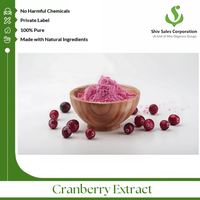 Poudre d'extrait de canneberge naturelle de haute pureté (qualité cosmétique) – Extrait végétal soluble dans l'eau, certifié Halal, extrait par solvant
