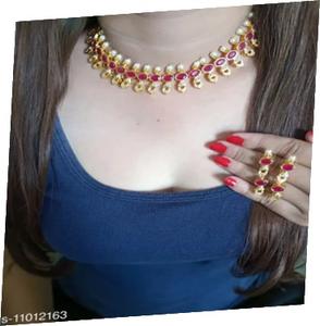 Fabricante indio, collar Kundan chapado en oro, conjunto de joyas con pendientes para mujer, ropa de fiesta de alta calidad - Product Image 3