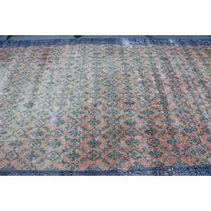 Tapis vintage surdimensionné 6,4 x 12,3 pieds, motif plantes et arbres bleus, tapis turc - Product Image 5