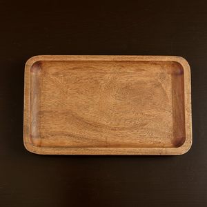 Bandeja rectangular de madera de acacia de grano de madera natural, Plato decorativo hecho a mano, tamaño personalizado, color de madera natural - Product Image 6