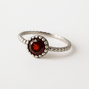 Classy Romantic Fine Jewelry Rhodium Plated <b>Garnet</b> Bezel Set <b>Ring</b> <b>Silver</b> Band for Women's Wedding Engagement Party Everyday Wear - Product Image 4