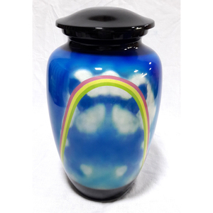 Urnes de crémation en métal commémoratives de l'arbre de vie pour les cendres humaines Fournisseur de funérailles féminines et masculines Urnes de photo de couleur bleue - Product Image 6