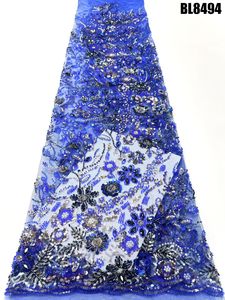 ผ้าทูลล์ปักลูกปัดหรูหรา ผ้าตาข่ายลายดอกไม้ประดับเลื่อม ผ้าลูกไม้ปักลายดอกไม้สุดหรูสำหรับชุดเจ้าสาวและชุดราตรี - Product Image 3