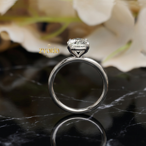 แหวนหมั้นเพชรทรงคุชชั่นคัท ทอง 18K แหวนเพชรหรูหราสำหรับเจ้าสาว - Product Image 4