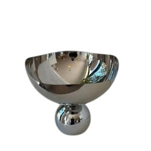 Bol à chocolat en métal de haute qualité bol à Desserts élégant Design arabe bol plaqué argent avec accents floraux dorés pour mariage - Product Image 4