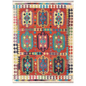 Alfombra Kilim de Maimana, Afganistán, 234 x 174 cm, Alfombra Tradicional Afgana - Product Image 1