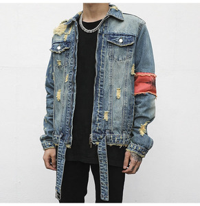 Chaquetas Vaqueras Desgastadas con Cremallera Completa y Bordado Personalizado para Hombre, Impermeables, Transpirables, con Hombros Caídos y Cuello Camisero, para Primavera - Product Image 3