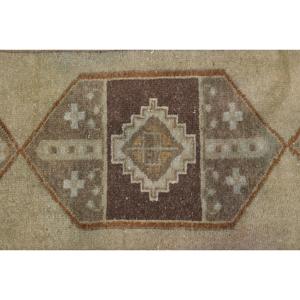 Vintage Small Rug, 1.7x3 ft Turkish Rug, <b>Brown</b> <b>Wool</b> Rug - Product Image 3