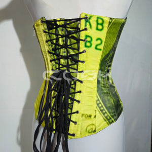 Corset bustier personnalisé sublimé avec imprimé vert « Money » et baleines en acier – Fabricant de corsets de mode à motif dollar - Product Image 6