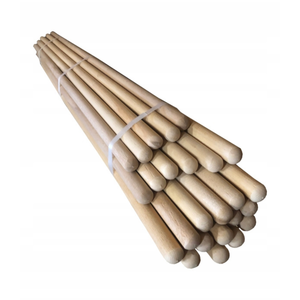 Manche de balai en bois de hêtre 110 cm, finition non poncée, extrémité plate et ronde de 22 mm, manche de remplacement, vente en gros - Product Image 1