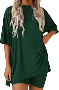 Ensemble de vêtements de détente deux pièces pour femmes personnalisées pyjamas d'été chemises surdimensionnées décontractées short de motard vêtements de nuit pour femmes vêtements de nuit pour femmes - Product Image 2