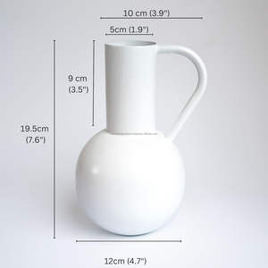 แจกันโลหะสีขาวพร้อมด้ามจับแจกันดอกไม้วินเทจสำหรับตกแต่งบ้านห้องนอนห้องนั่งเล่นสำนักงานงานแต่งงาน - Product Image 3