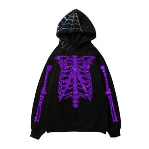 Sudadera Unisex Vintage, Lavada, Desgastada, Negra, 100% Algodón, Invierno, Tejida a Crochet, ODM, Cierre de Cremallera, Cuello con Botones, Pedrería, Sólida - Product Image 1