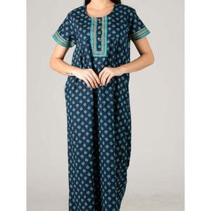 Woven Cozy Women's Maxi <b>Nighty</b> Sleepwear #100% Cotton Super Soft & Comfortable Elastic Waist & <b>Button</b> Closure - Product Image 3