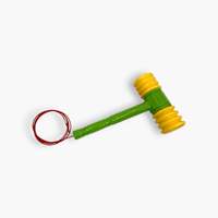 Marteau d'arcade en plastique à double tête, tête ronde jaune, manche vert, neuf