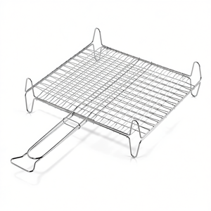 Polished Chrome A14045 Double <b>Mesh</b> Barbecue <b>Grill</b> with Steel Feet 45x40cm - Product Image 2