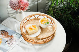 La bandeja redonda de mimbre más barata, cesta tejida a mano para el desayuno, bandeja redonda Bohemia para servir, bandeja de mimbre tejida para mesa - Product Image 4