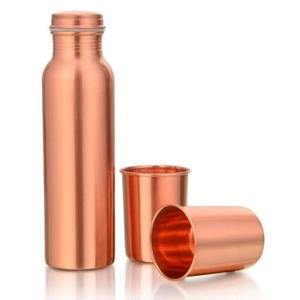 New Joint Less <b>Plain</b> Copper <b>Water</b> <b>Bottle</b> With Tumbler 1L <b>Bottles</b> Fitness Freak Drink Ware Accessories From India - Product Image 2