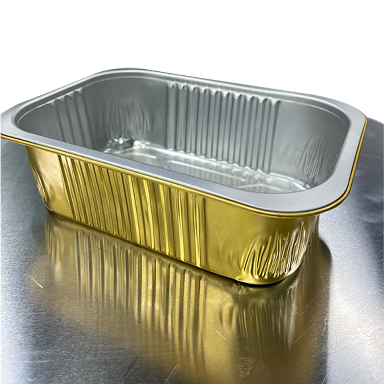 Одноразовый Золотой квадратный контейнер из алюминиевой фольги для упаковки пищевых продуктов